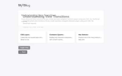 Mid-transition between two views: old and new content blend frame-by-frame